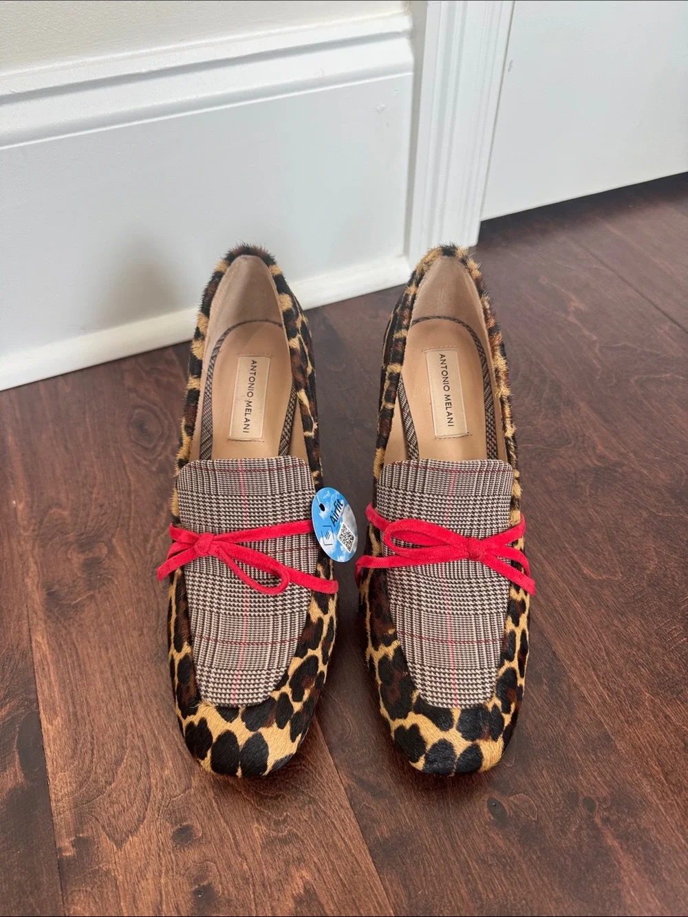 NEW Antonio Melani Real Calf Hair & Leather Loafer Heels Shoes Funky Chic Style - Picture 4 of 10
